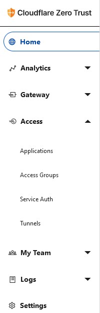 La page Tunnels est accessible dans le sous menu Access